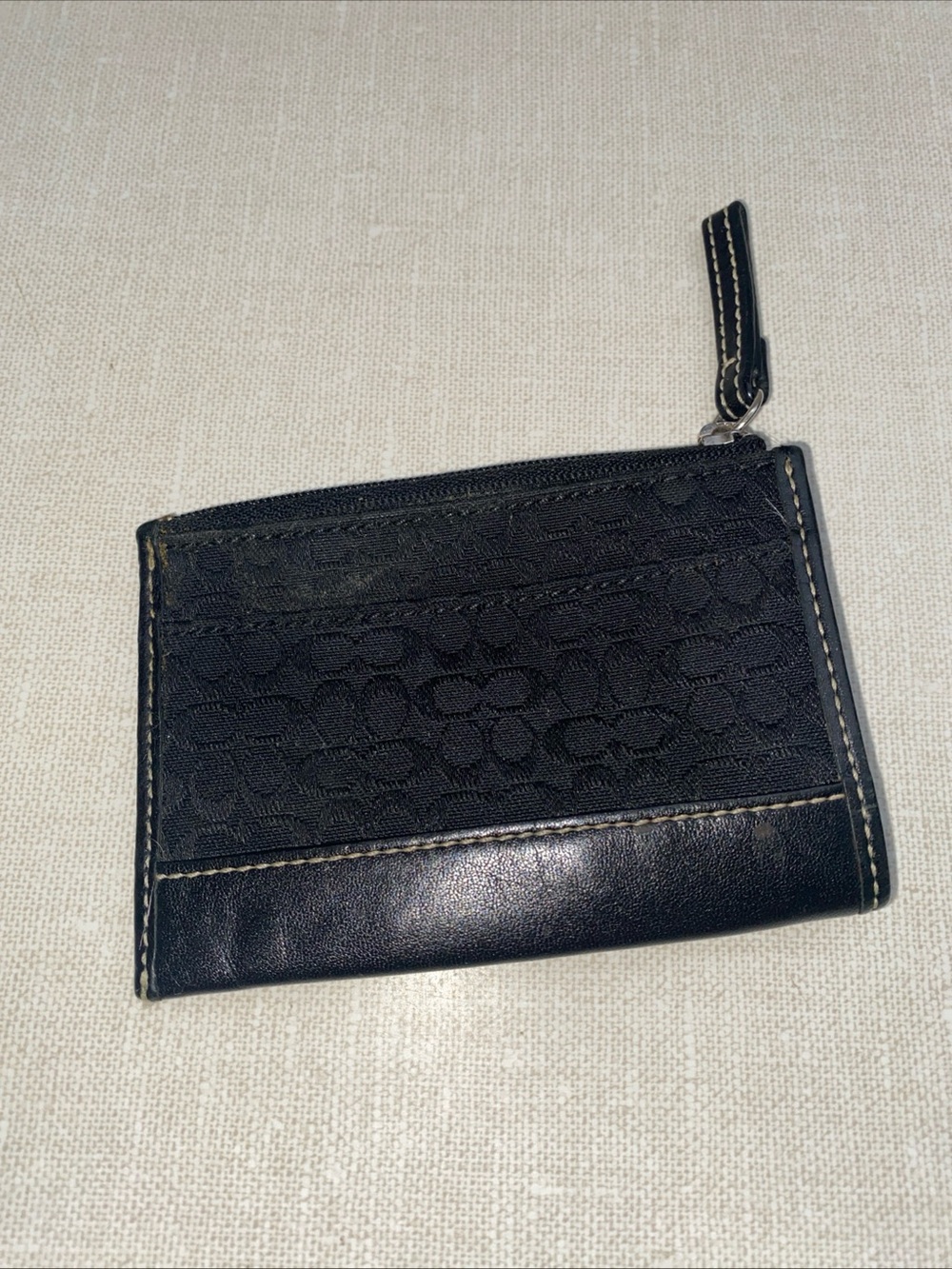 COACH VTG Leatherware  Coin Purse Wallet Black Jacquard Leather Trim - Picture 11 of 15